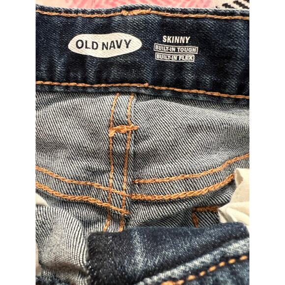 Old Navy Skinny Jeans Boys Size 16 Built In Flex Adjustable Waist Dark Wash - Picture 2 of 3